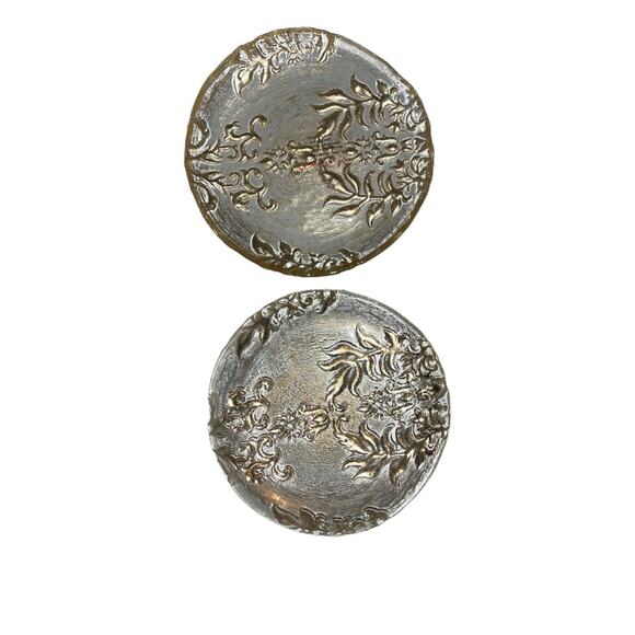 Red Pomegranate Hand Painted Golden Glass Petite Plate Dish Set of 2 - Picture 1 of 7